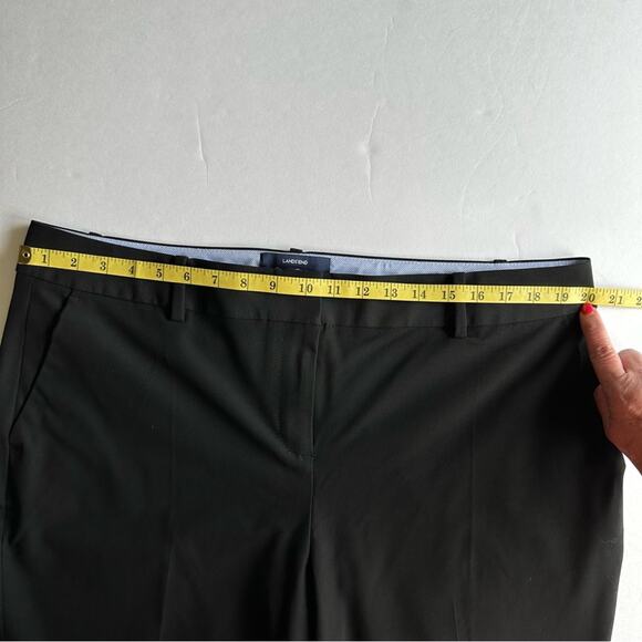 Lands’ End Trouser Pant Wide Leg Mid-Rise Stretch Black 18P Petite Classic Work - Picture 11 of 14